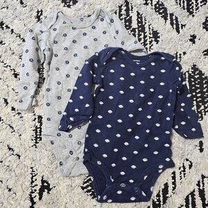Carter's Baby Boy 2 piece Long Sleeve Football Bodysuits 12M